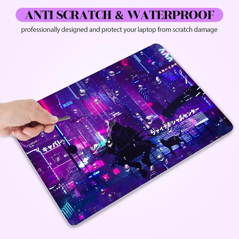 Lauspuck Anime Neon Laptop Notebook Skin Sticker Cover Decal, 12 13 13.3 14 15 15.4 15.6 inch Laptop Vinyl Skin Sticker Cover Art Protector Decal Universal, Purple Warrior Cat - Image 4